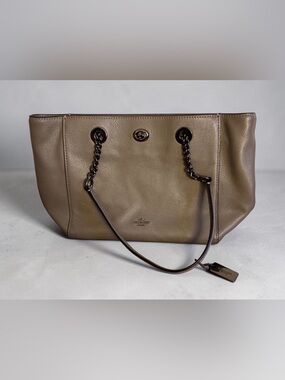Coach Sleek Design Charcoal Leather Bag